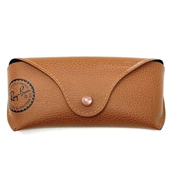 Ray-Ban Tan Brown Leather Sunglasses Eyeglasses Case + Microfiber Cleaning Cloth - Picture 12 of 12